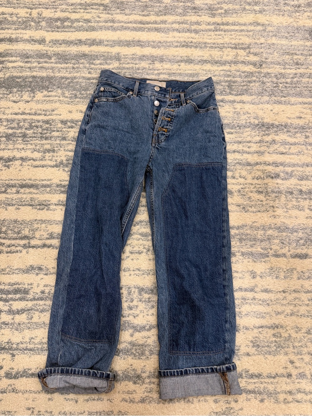Everlane Two-Tone Blue Patchwork Jeans